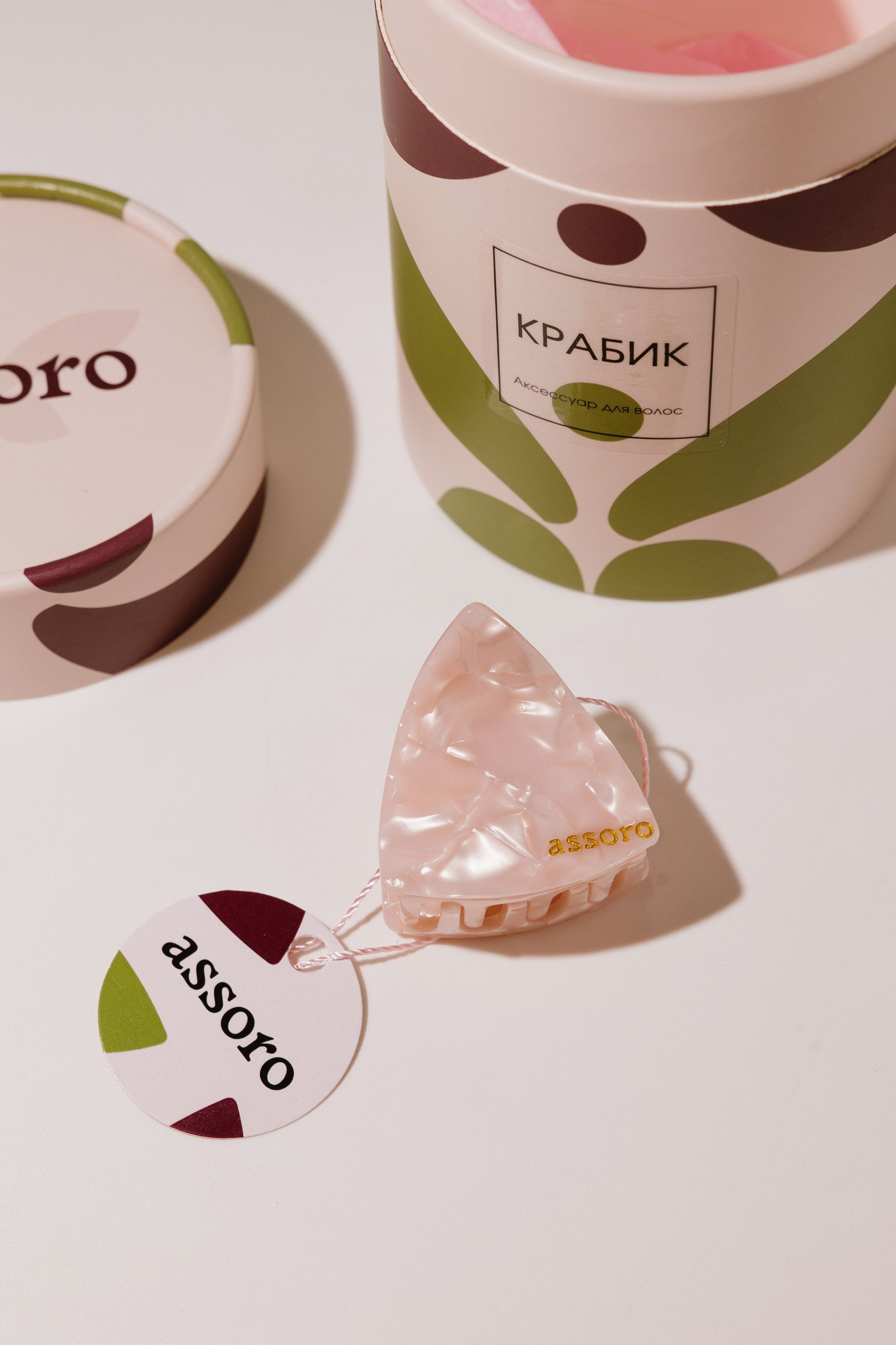 Краб для волос - Персиковый кристалл Assoro