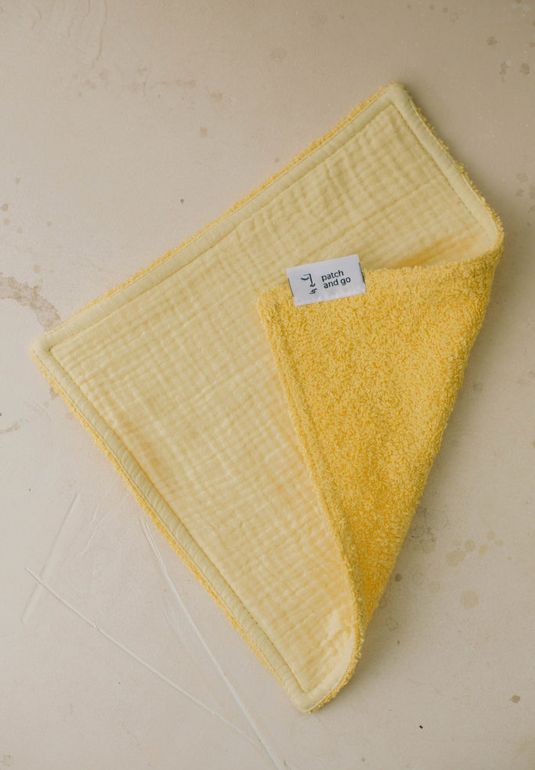 Полотенце для умывания махра+муслин (лимон)