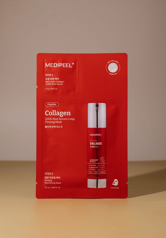 Маска для упругости и сияния кожи MEDI-PEEL Peptide Collagen 3000 Shot Serum 2 Step Mask 25ml