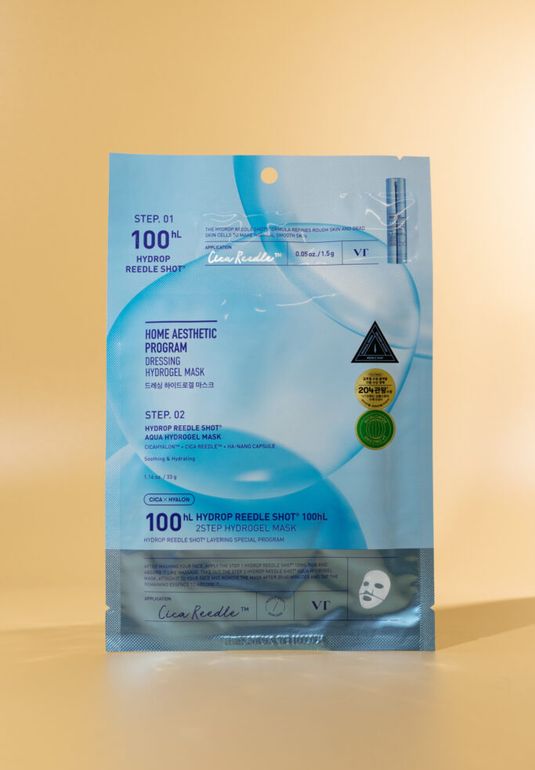 Увлажняющая двухэтапная маска для лица с микроиглами VT Hydrop Reedle Shot® 100HL 2Step Hydrogel Mask 1.5г + 33г