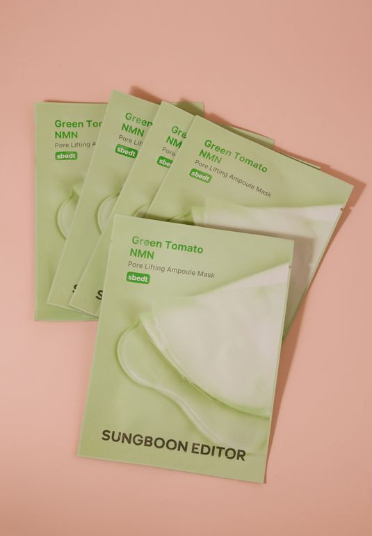 Набор тканевых масок для работы с порами Sungboon Editor Green Tomato NMN Pore Lifting Ampoule Mask 5*23г 