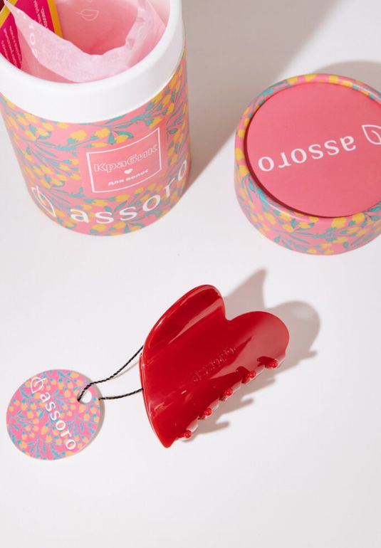 Краб для волос - Бордовое сердце Assoro 