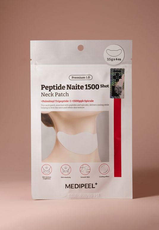 Набор масок для шеи с пептидами и микроиглами MEDI-PEEL Peptide Naite 1500 Shot Neck Patch 3.5г*4шт