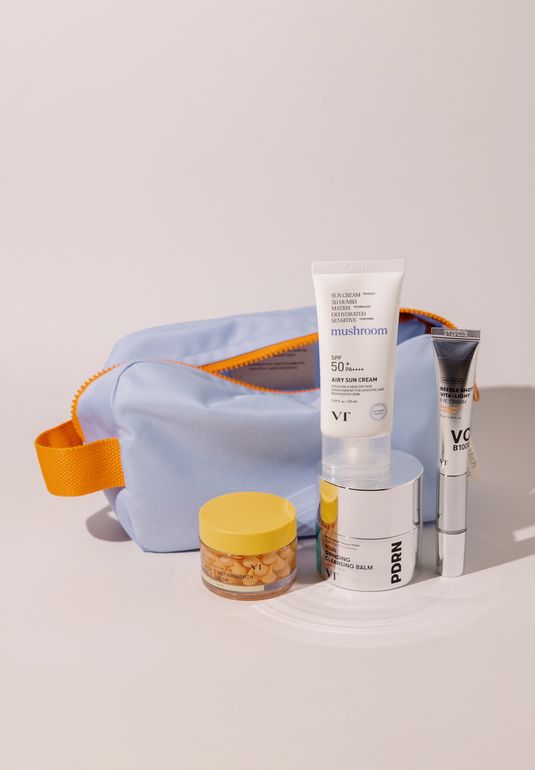 Косметичка Голубая Чемоданное настроение с VT Cosmetics 