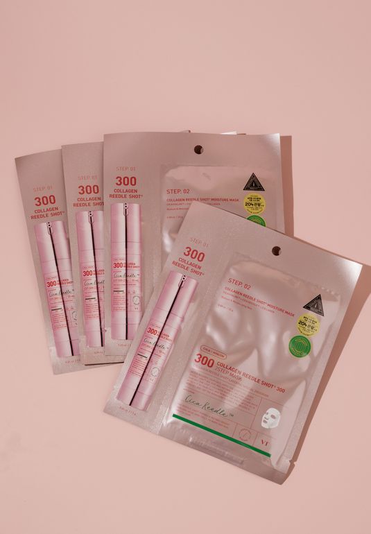 Набор двухэтапных масок для лица с коллагеном VT Collagen Reedle Shot 300 2step Mask 4*1.5г + 23г