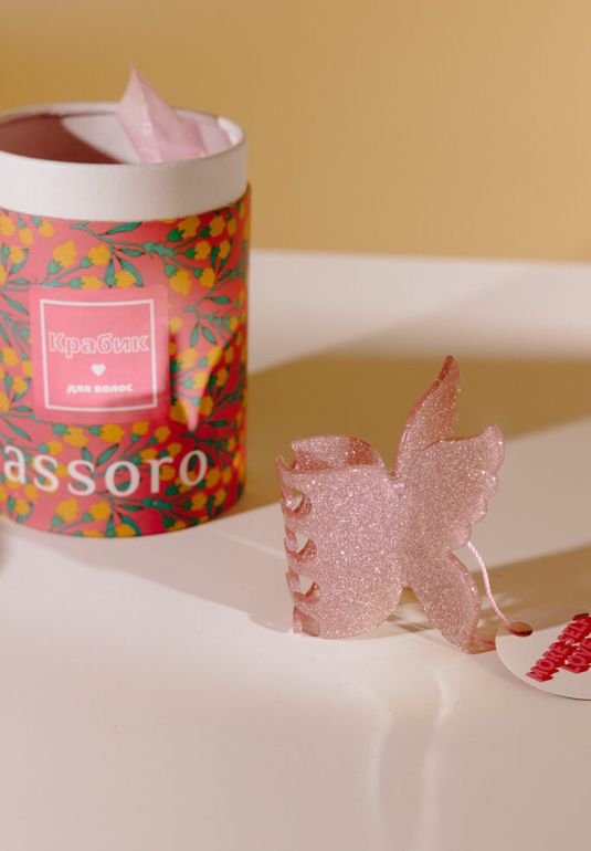 Краб для волос - Розовая бабочка Assoro 