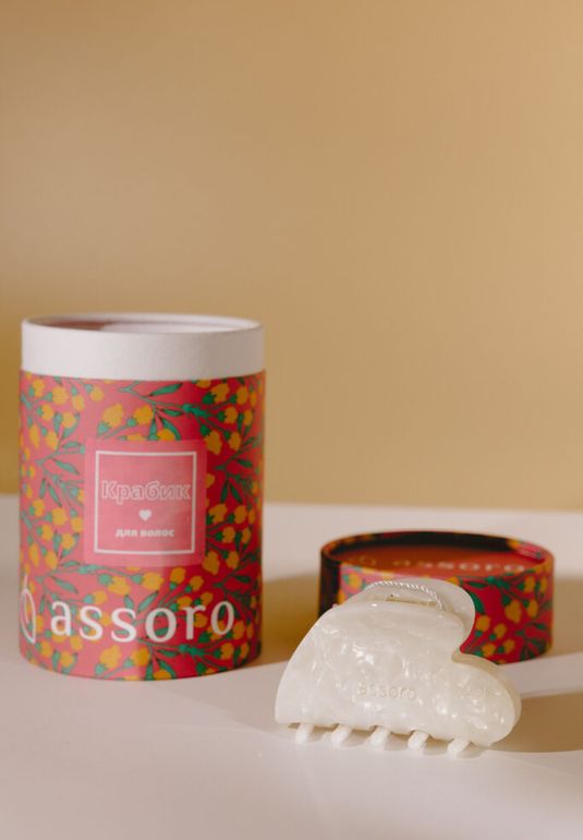 Краб для волос - Белое сердце Assoro 