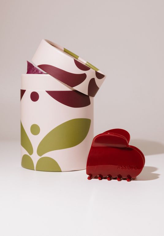 Краб для волос - Бордовое сердце макси Assoro