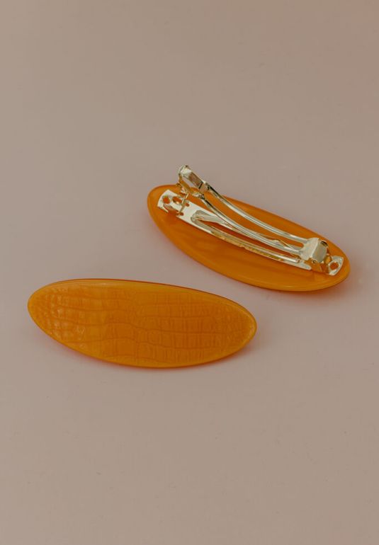 Заколка овальная Croco, Апельсиновая HAIRMATES