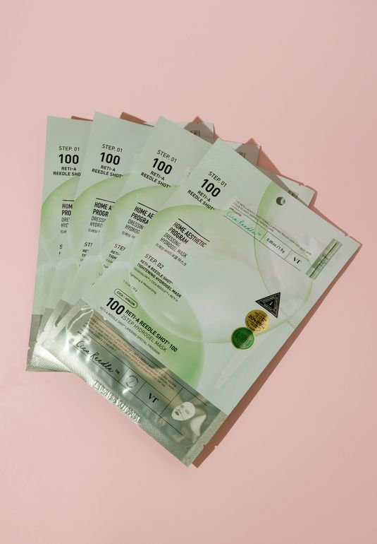 Набор двухэтапных масок для лица с ретинолом VT Reti-A Reedle Shot 100 2step Hydrogel Mask 4*1.5г + 33г