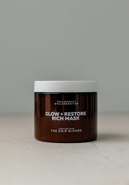 Насыщенная, реконструирующая маска для натуральных, сильно поврежденных, пористых, кудрявых и осветленных волос Philosophy By Alex Kontier Glow+Restore Rich Mask 200ml