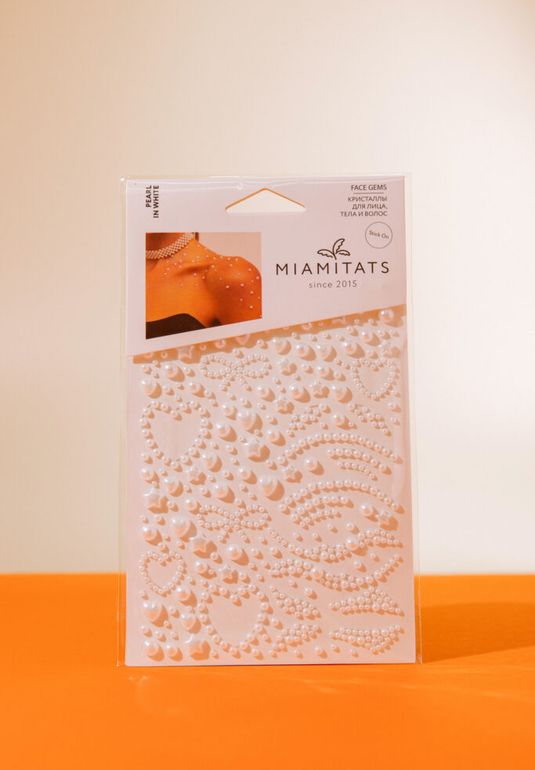 Кристаллы на клейком слое MIAMITATS Pearl in White