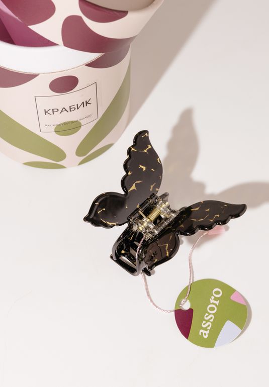 Краб для волос - Бабочка Нуар Assoro