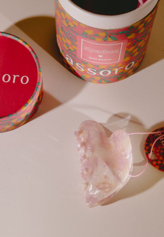 Краб для волос - Розовое сердце Assoro 
