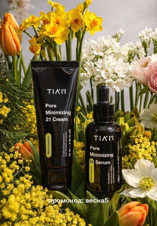 Набор сыворотка и крем для работы с порами TIAM Pore Minimizing 21 Cream 60ml + Serum 40ml