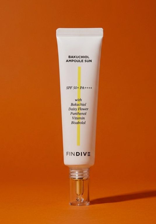 Солнцезащитная крем-сыворотка для лица FINDIVE Bakuchiol Ampoule Sun SPF50+ PA++++ 30мл