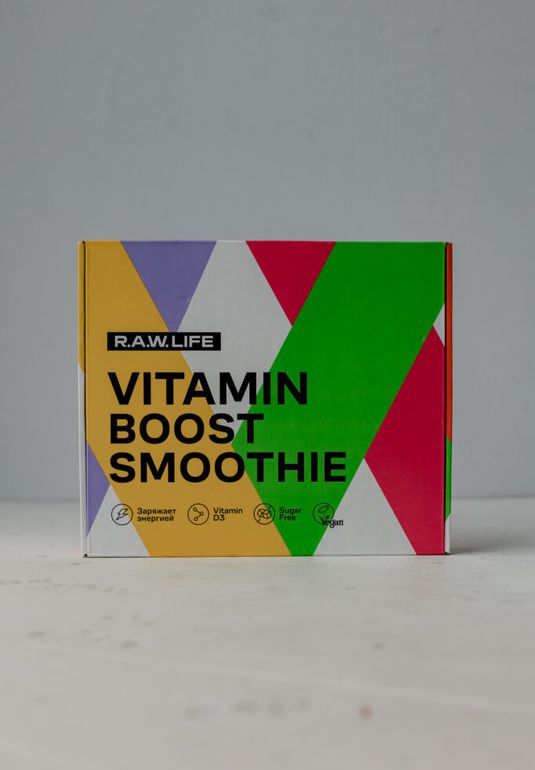 Натуральный смузи из ягод и фруктов в стиках для заряда энергией и дополнительного источника витамина D3 R.A.W. Life Vitamin Boost Smoothie Mix10 (10 стиков: 5 вкусов по 2 шт) 10*25g