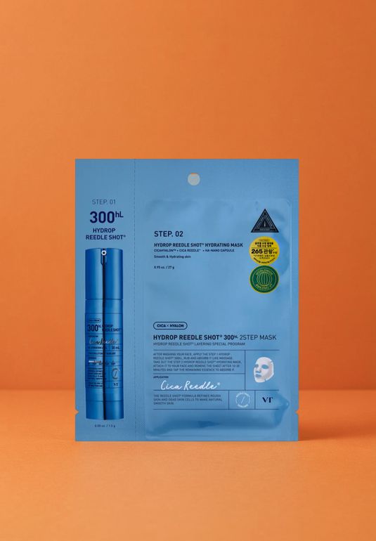 Увлажняющая двухэтапная тканевая маска с микроиглами VT Hydrop Reedle Shot 100HL 2Step Watery Mask 1.5г + 33г