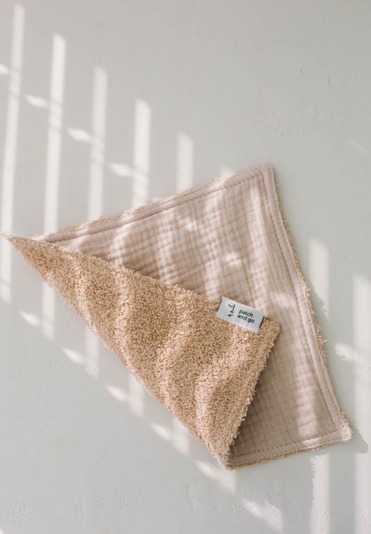 Полотенце для умывания махра+муслин (беж)