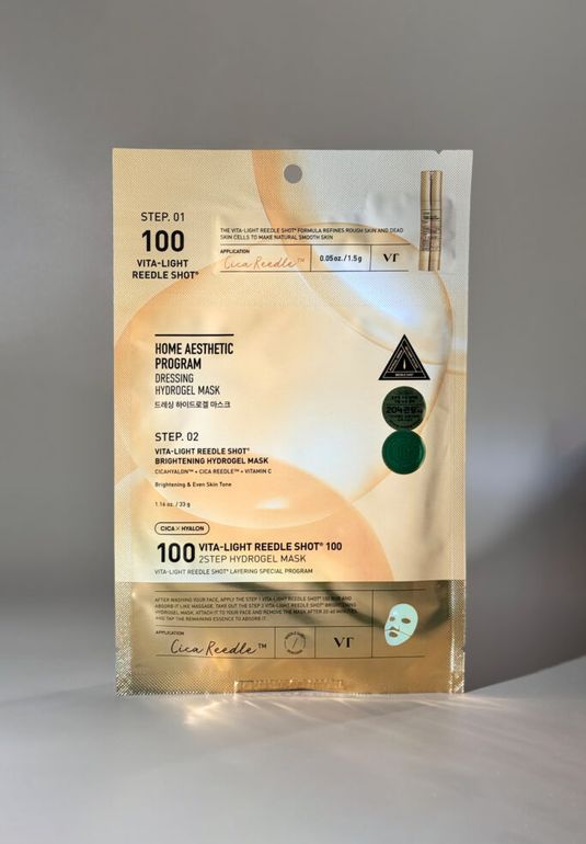 Двухэтапная маска для лица с витамином С и микроиглами VT Vita-Light Reedle Shot® 100 2step Hydrogel Mask 1.5g + 33g