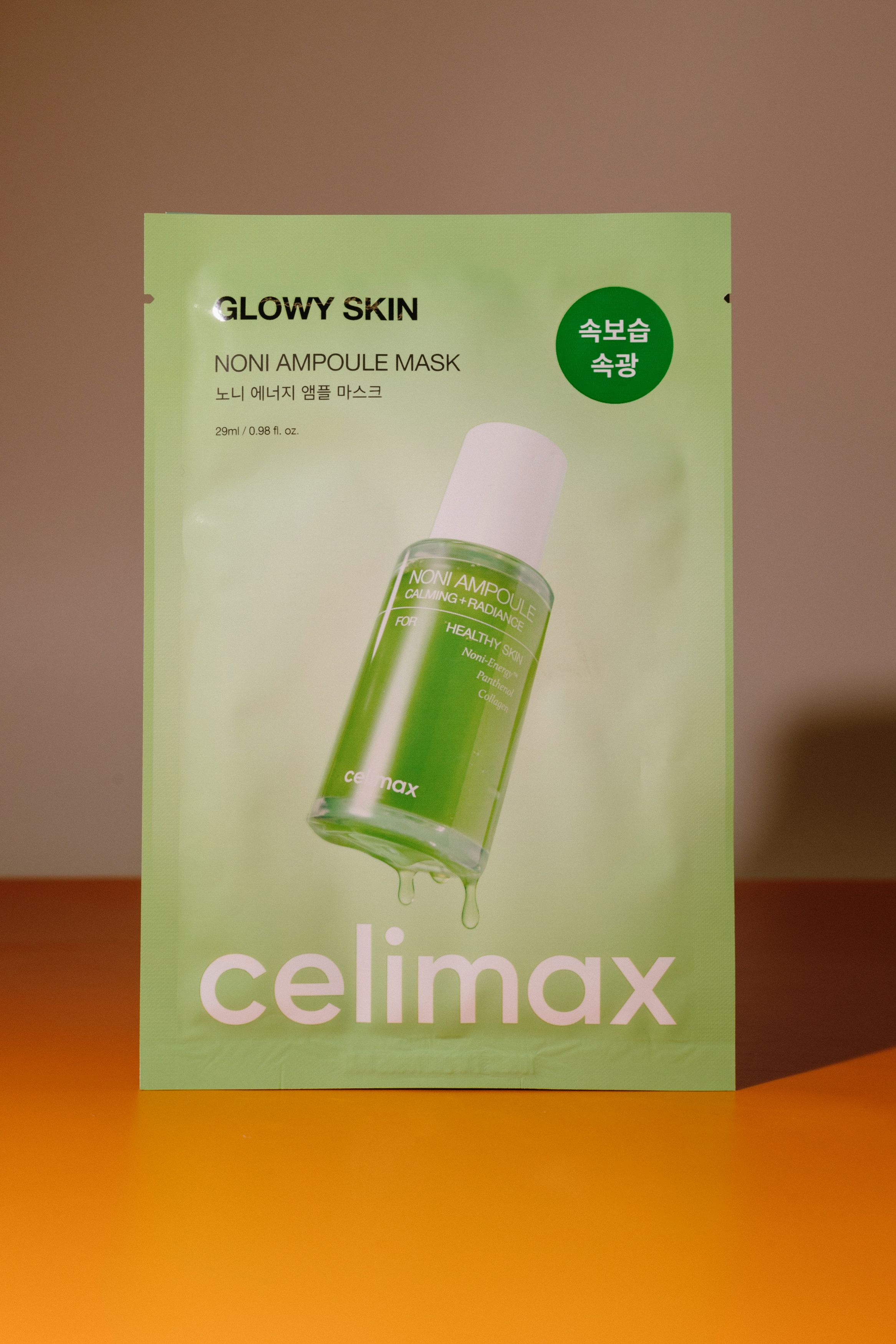 Ампульная ультротонкая маска с пантенолом и центеллой Celimax Glowy Skin Noni Ampoule Mask 29ml