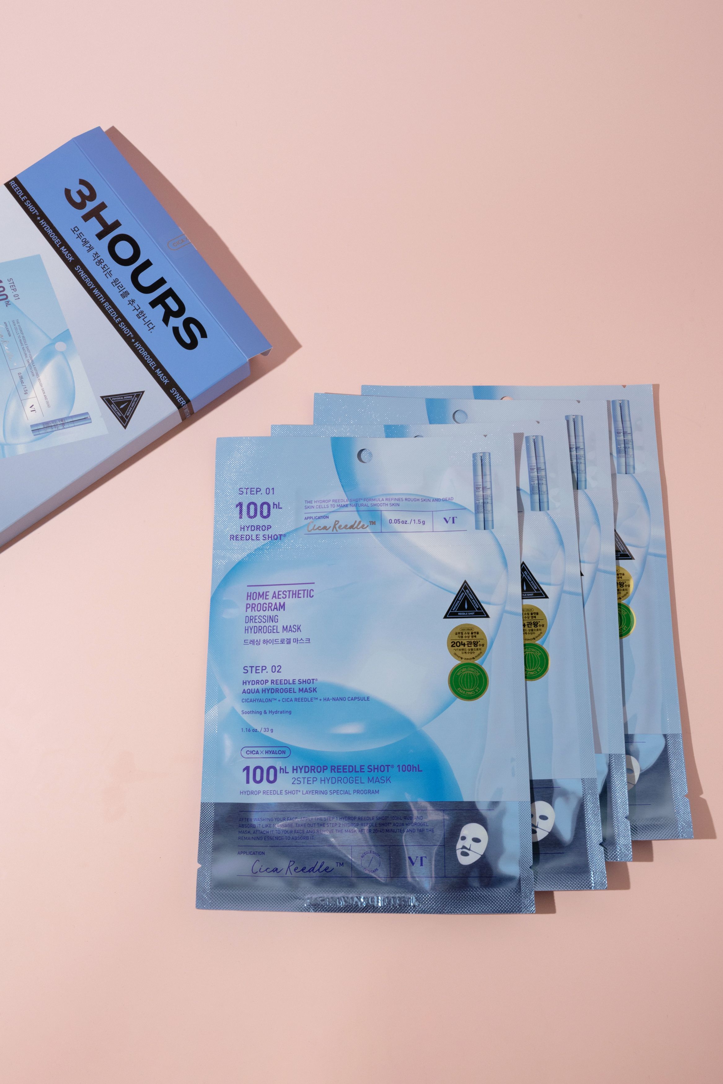 Набор увлажняющих двухэтапных масок VT Hydrop Reedle Shot 100HL 2Step Hydrogel Mask 415г 33г 1990₽