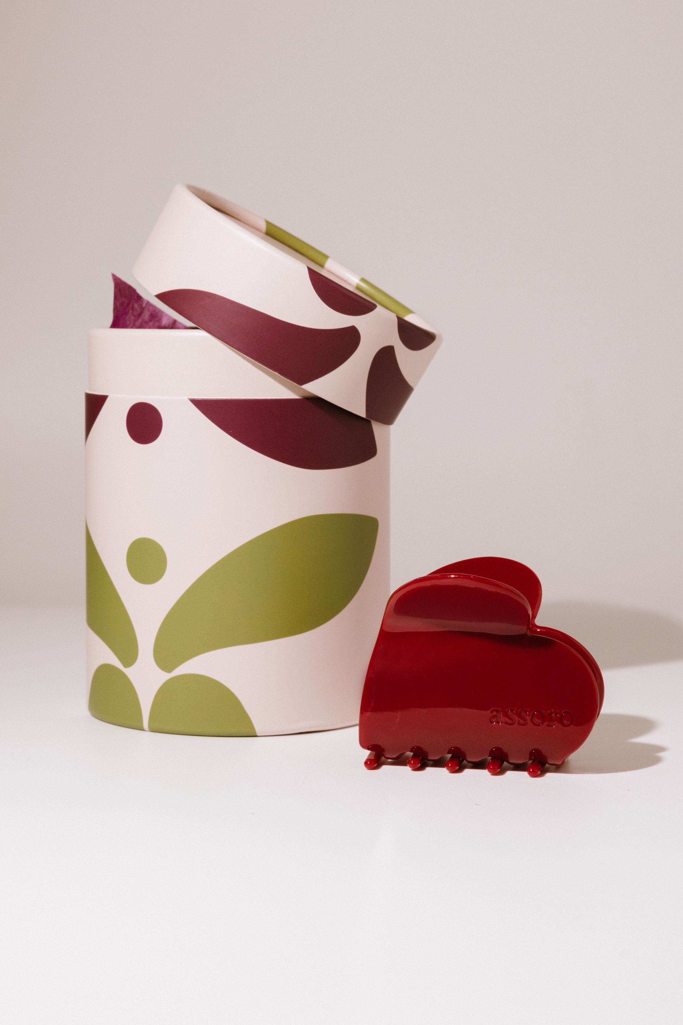 Краб для волос - Бордовое сердце макси Assoro