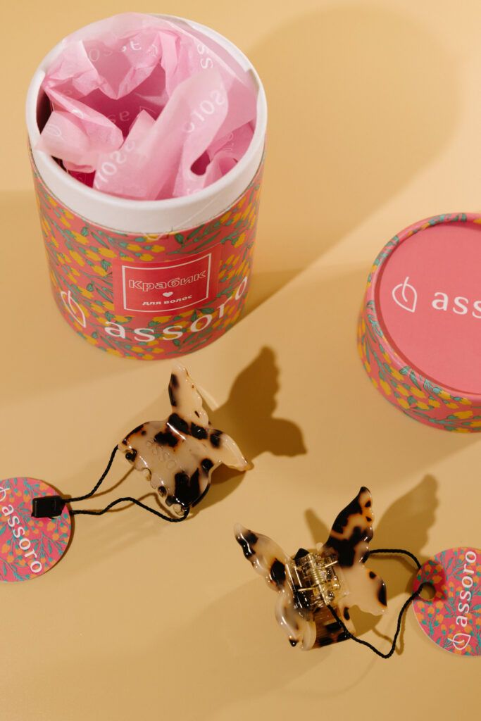 Набор крабов для волос 2 шт - Мини Бабочка Саванна Assoro