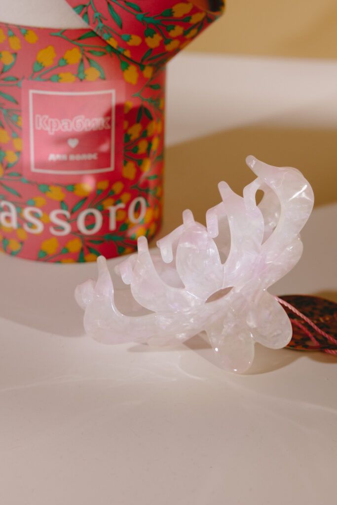 

Краб для волос - Розовый ирис Assoro