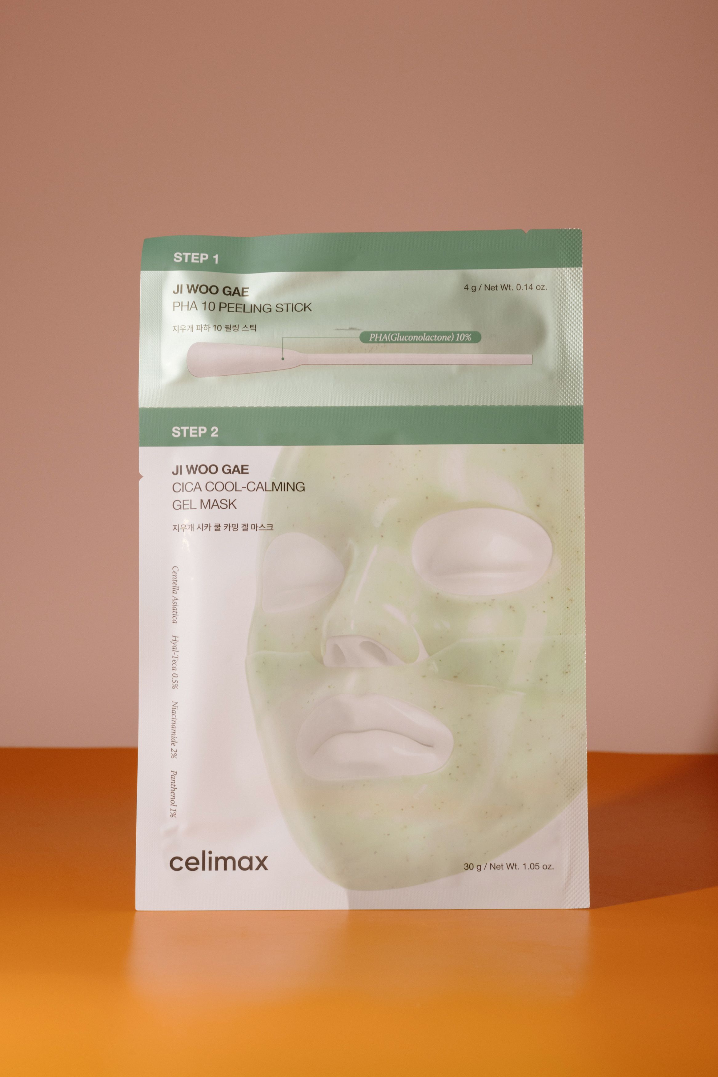 

Двухступенчатая гелева маска с центеллой Celimax Ji Woo Gae Cica PHA Peel 2-Step Gel Mask 30+4г